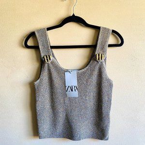 Zara knit crop top with button detail
